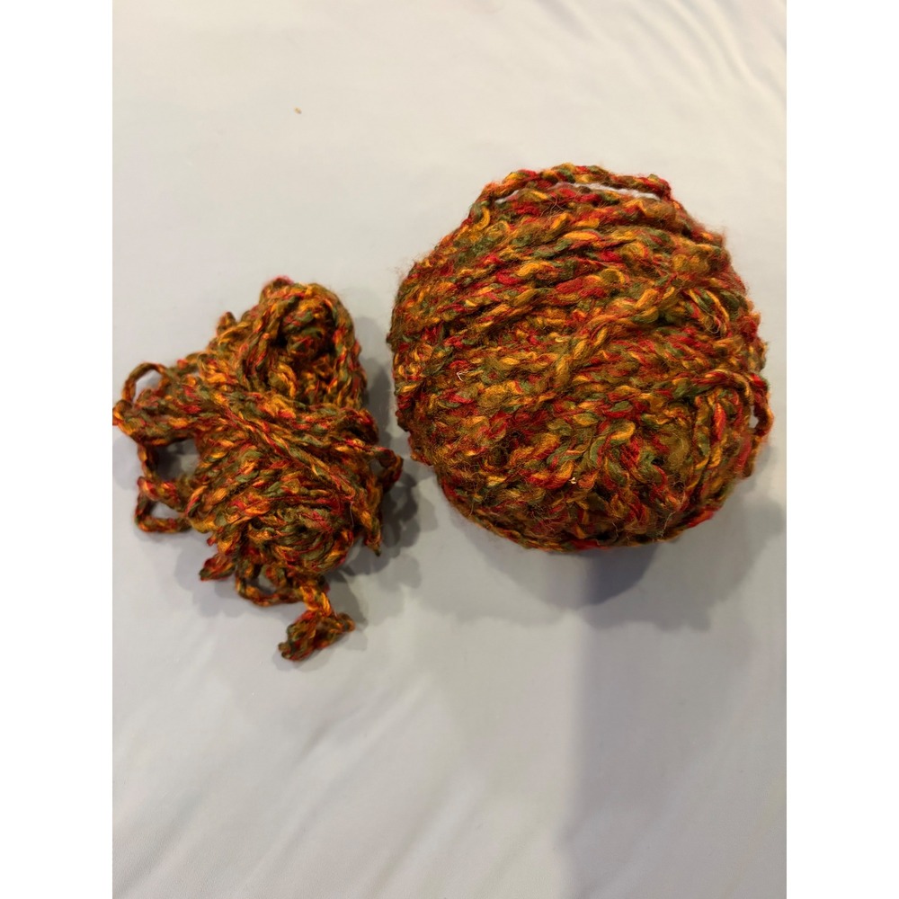 Multicolor Earth Tone Textured Bulky Yarn Rust Green Gold Knitting Crochet Lot